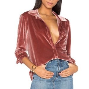 LPA Top 16 Crushed Velvet Button Down Shirt Revolve